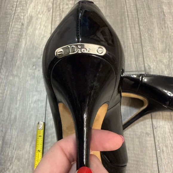 Dior Glossy Black Peep Toe Heels